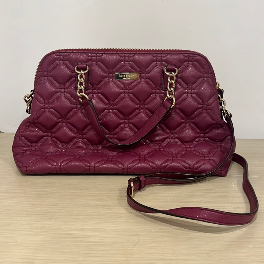 Kate Spade Quilted Crossbody Bag in Burgundy